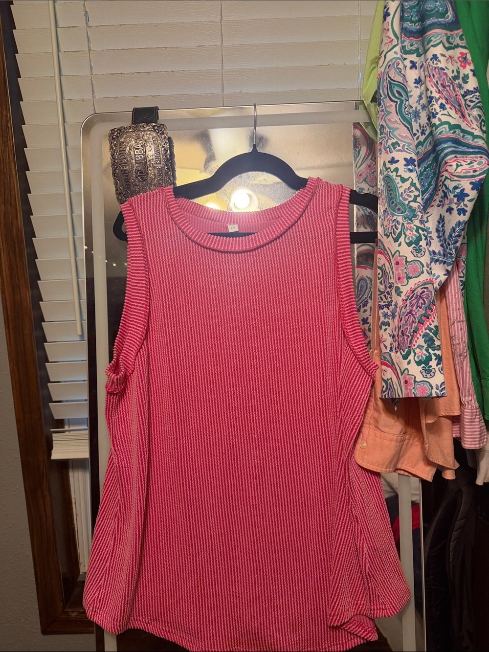 Sleeveless Pink Ribbed Tank Top - Casual Women's Top